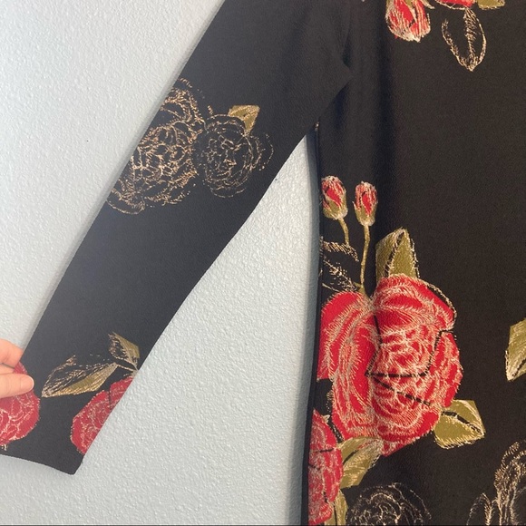 LuLaRoe Floral 3/4 Sleeve Dress - Black/Red - Large - Picture 7 of 8